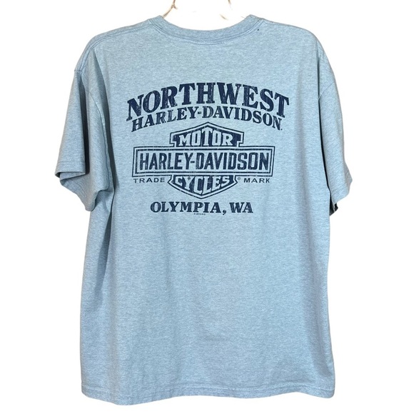 Harley-Davidson Light Blue Wings Northwest Olympia Washington T-Shirt Size L - Picture 5 of 13